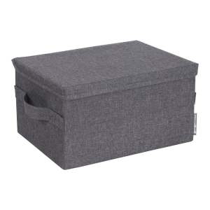 Šedý látkový úložný box s víkem 35x19x26 cm Soft Storage – Bigso Box of Sweden