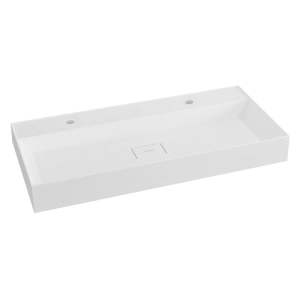 Bílé dvojumyvadlo z litého mramoru 96×44 cm Godiva – Sapho
