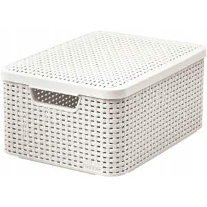 Krémový plastový úložný box s víkem 29x39x19 cm Style – Curver