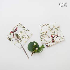 Bílé podtácky s vánočním motivem v sadě 4 ks – Linen Tales