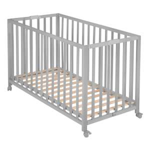 Šedá skládací postýlka na kolečkách 60×120 cm Fold up – Roba