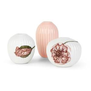 Sada 3 miniaturních porcelánových váz Kähler Design Hammershøi Poppy