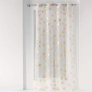 Voálová záclona v bílé a zlaté barvě 140×240 cm Ginkgold – douceur d’intérieur