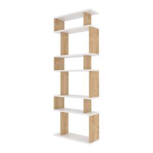 Bílá/přírodní knihovna v dekoru dubu 60×160 cm Bates – Kalune Design