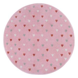 Růžový dětský koberec ø 140 cm Little Hearts – Hanse Home