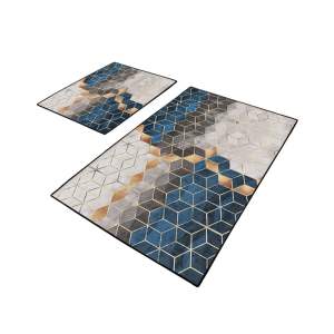 Modro-šedé koupelnové předložky v sadě 2 ks 60×100 cm Optic – Mila Home