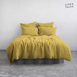 Žluté lněné povlečení na jednolůžko 135×200 cm – Linen Tales