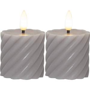 Sada 2 šedých voskových LED svíček Star Trading Flamme Swirl, výška 7,5 cm