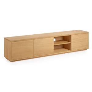 TV stolek v dekoru dubu v přírodní barvě 200×44 cm Abilen – Kave Home