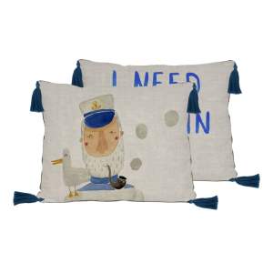 Béžový polštář s příměsí lnu Little Nice Things Captain, 50 x 35 cm