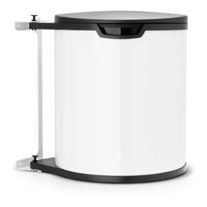Bílý vestavný ocelový odpadkový koš 15 l – Brabantia