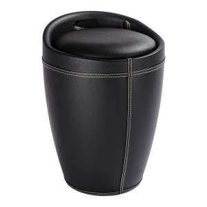 Černý koš na prádlo a taburetka v jednom Wenko Linen Look, 20 l