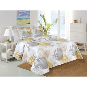 Žluto-bílý prošívaný set přehozu a povlaku na polštář 220×240 cm Ronda – My House