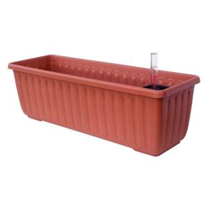 Hnědý samozavlažovací truhlík, délka 100 cm Siesta – Plastia