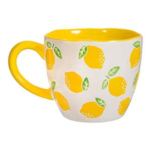 Žluto-bílý keramický hrnek 250 ml Lemon – Sass & Belle
