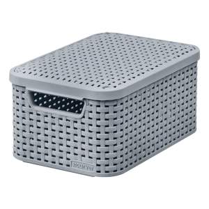 Šedý plastový úložný box s víkem 20x29x14 cm Style – Curver