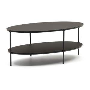 Černý konferenční stolek se skleněnou deskou 65×110 cm Fideia – Kave Home