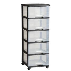 Černo-průhledný plastový pojízdný regál 37×100 cm – Curver