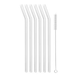 Sada 6 bílých skleněných brček na pití Vialli Design, délka 23 cm