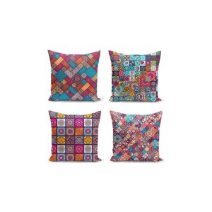 Povlaky na polštáře v sadě 4 ks 45×45 cm Mandala Tiles – Minimalist Cushion Covers