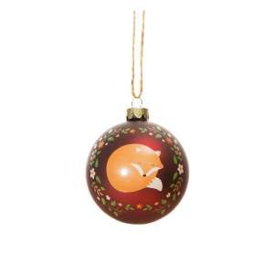Skleněná ručně vyrobená vánoční koule ø 8 cm Woodland Fox – Sass & Belle