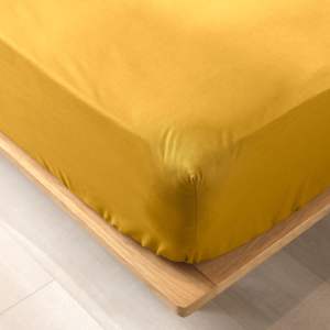 Žluté napínací prostěradlo z Bio bavlny 90×190 cm Biolina – douceur d’intérieur