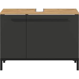 Tmavě šedá skříňka pod umyvadlo v dekoru dubu 80×59 cm Yonkers – Germania