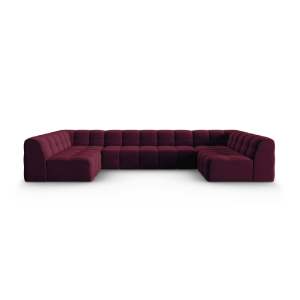 Vínová sametová rohová pohovka (do „U“) Kendal – Micadoni Home