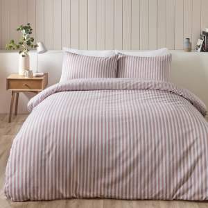 Růžové flanelové povlečení na dvoulůžko 200×200 cm Stripe – Catherine Lansfield