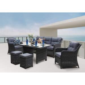 Šedý zahradní lounge set z umělého ratanu pro 7 San Diego – Rojaplast