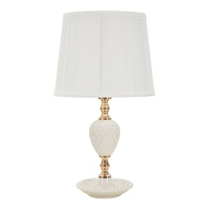 Bílá stolní lampa s textilním stínidlem (výška 44 cm) Torre – Mauro Ferretti