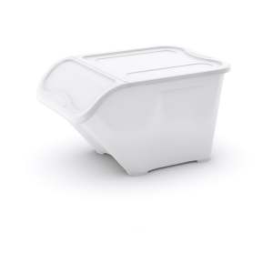 Bílý plastový úložný box s víkem 55x39x32 cm All In Box – KIS