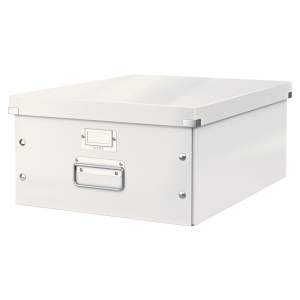 Bílý kartonový úložný box s víkem 37x48x20 cm Click&Store – Leitz