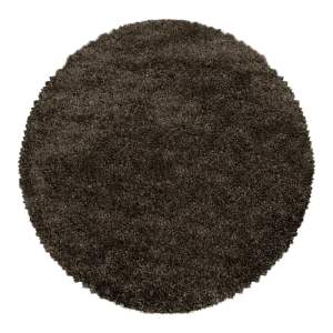 Tmavě hnědý kulatý koberec ø 120 cm Fluffy – Ayyildiz Carpets