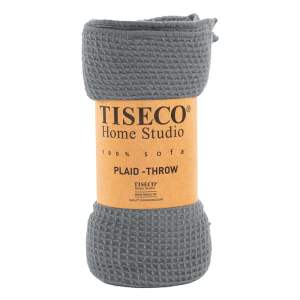 Šedý přehoz Tiseco Home Studio Mini Waffle, 130 x 170 cm