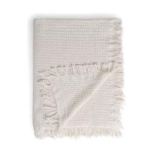 Krémový přehoz z recyklované bavlny 260×280 cm Honeycomb – Ixia