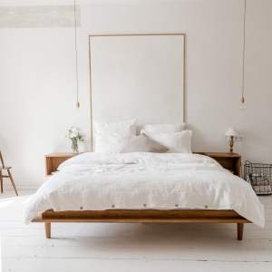 Bílé povlečení na jednolůžko s příměsí lnu 140×200 cm – Linen Tales