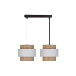 Závěsné svítidlo s ratanovým stínidlem v bílo-přírodní barvě ø 20 cm Rattan – Candellux Lighting