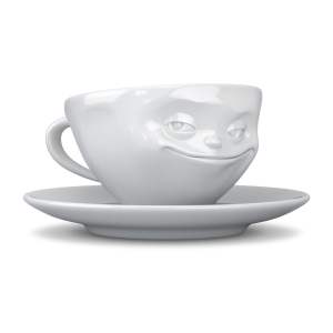 Bílý porcelánový šálek na kávu 58products Smiley, objem 200 ml