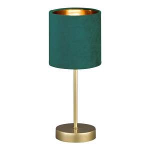 Kovová stolní lampa s textilním stínidlem v zeleno-zlaté barvě (výška 34 cm) Aura – Fischer & Honsel