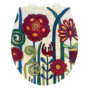Záchodové prkénko s automatickým zavíráním 37 x 44,5 cm Rollin’Art Red Blossom – Wenko