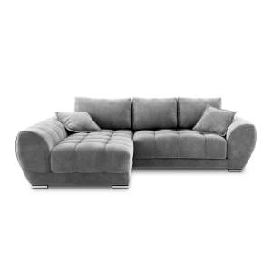 Šedá rozkládací rohová pohovka se sametovým potahem Windsor & Co Sofas Nuage, levý roh