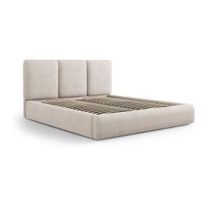 Béžová čalouněná dvoulůžková postel s úložným prostorem s roštem 160×200 cm Brody – Mazzini Beds