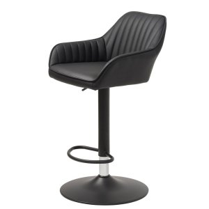 Černá barová židle s nastavitelnou výškou z imitace kůže Brooks – Unique Furniture
