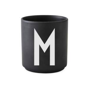 Černý porcelánový hrnek Design Letters Alphabet M, 250 ml