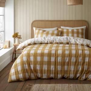 Žluté flanelové povlečení na jednolůžko 135×200 cm Gingham Check – Catherine Lansfield
