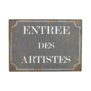 Kovová cedule 21×15 cm Entrée des Artistes – Antic Line