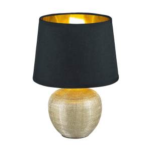Černá stolní lampa z keramiky a tkaniny Trio Luxor, výška 26 cm