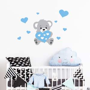 Nástěnná samolepka Ambiance Teddy Blue