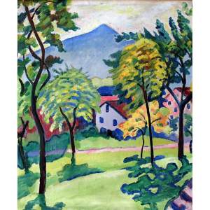 Reprodukce obrazu August Macke – Tegernsee Landscape, 50 x 60 cm